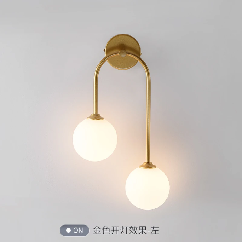 Interior Design Gold - โคมไฟผนังนอร์ดิกลูกบอลแก้วคู่ไฟติดผนังภายในสำหรับห้องนอนที่ทันสมัยห้องนั่งเล่นรับประทานอาหารทางเดินบันไดไฟประดับ