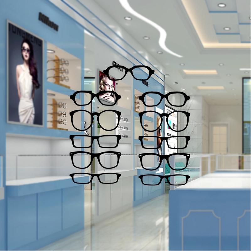 Interior Design Magazine - แว่นตา Hipster แถบไวนิลสติ๊กเกอร์ติดผนัง Optical Shop กระจกหน้าต่าง