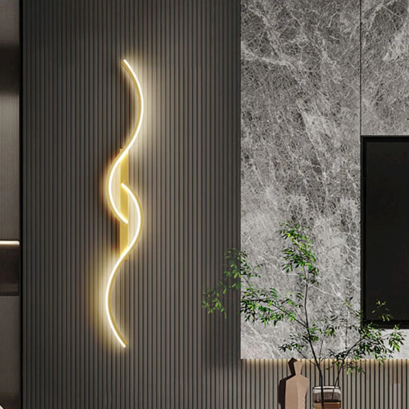 Interior Design Gold - โคมไฟติดผนัง LED ทันสมัยสำหรับตกแต่งห้องนั่งเล่น ห้องรับประทานอาหาร ห้องนอน โคมไฟติดผนังข้างเตียง
