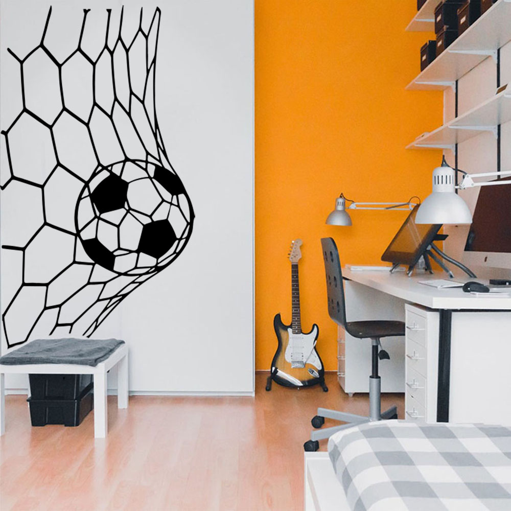 Interior Design Magazine - ขนาดใหญ่ Soceer เป้าหมายสุทธิสติ๊กเกอร์ติดผนังห้องนอนฟุตบอลออนไลน์ Wall Decal ห้องนั่งเล่นโรงเรียนไวนิล