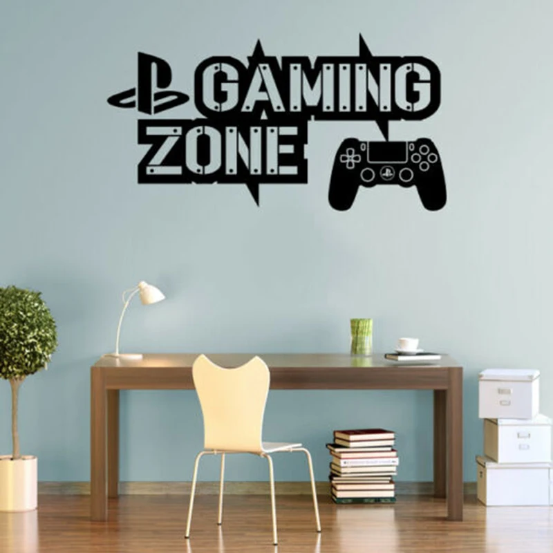 Interior Design Magazine - สติกเกอร์ติดผนัง PS4ลายเกมสติ้กเกอร์ไวนิลสำหรับควบคุมการเล่นเกมลอกออกได้ตกแต่งผนังห้องนอนของเด็ก Y285ฝาผนัง