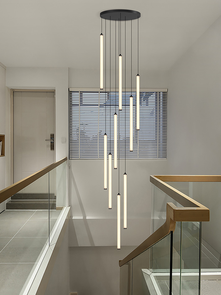 Interior Design Elements - โคมระย้าแถบนอร์ดิกนำหลอดกลมห้อยห้องนั่งเล่นโคมระย้า hiasan interior บันไดที่ทันสมัย