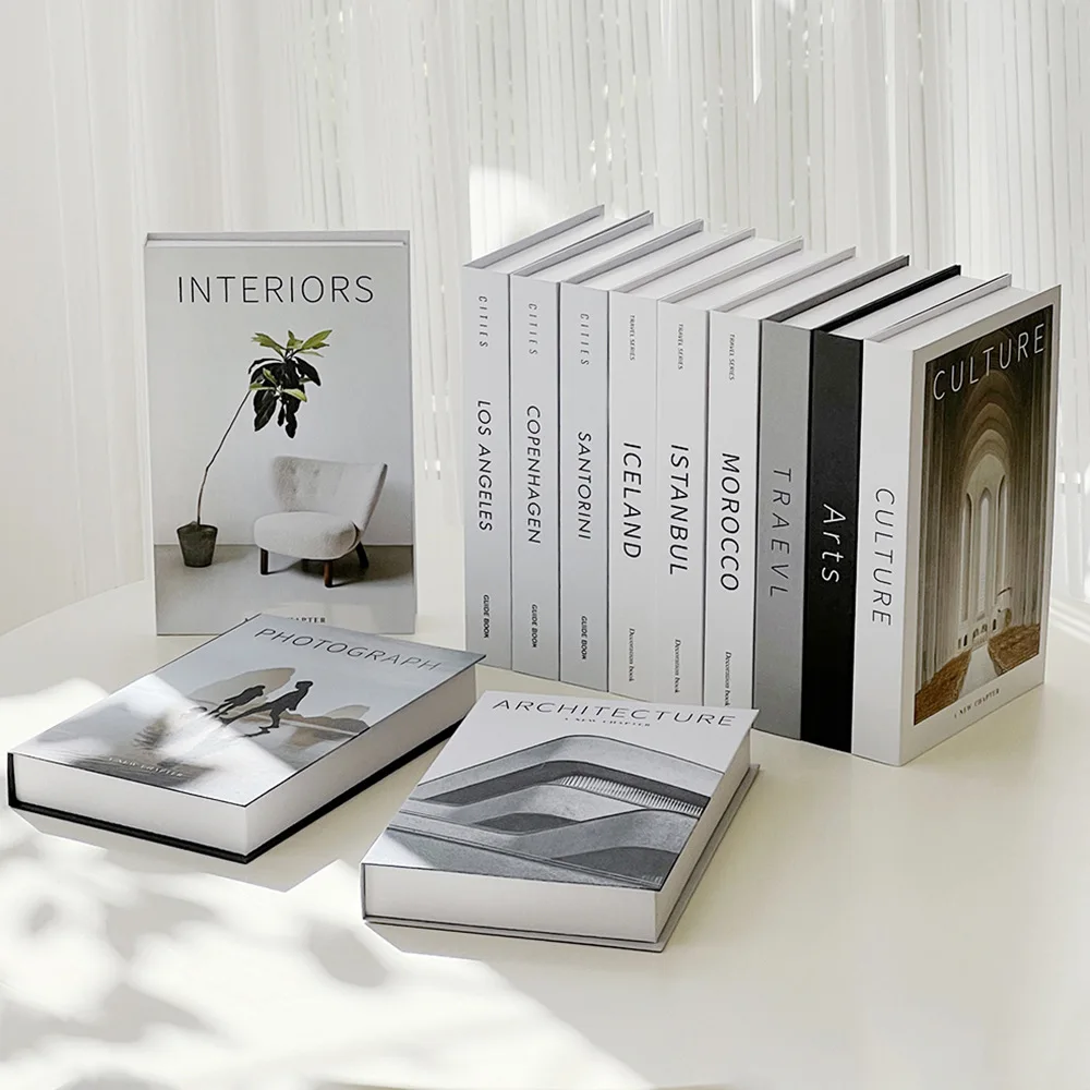 Interior Design Magazine - Minimalist Modern ตกแต่งหนังสือปลอม Props สําหรับห้องนั่งเล่นตกแต่งบ้าน Modern
