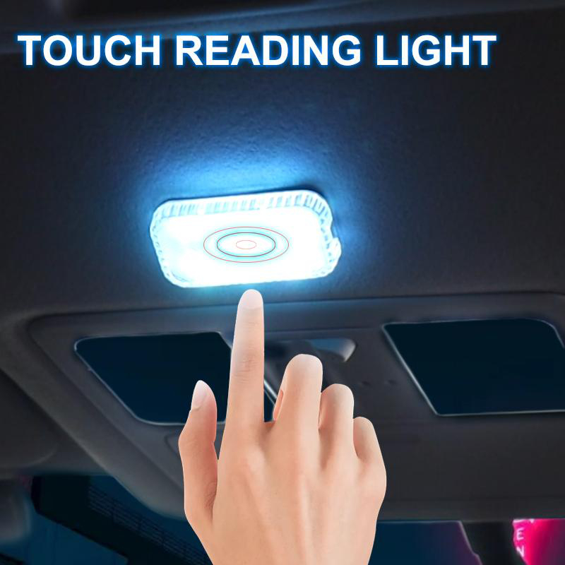 Interior Design Elements - ไฟ LED แบบสัมผัสไฟภายในรถยนต์ไร้สายขนาดเล็กการออกแบบอัตโนมัติโคมไฟอ่านหนังสือหลังคาสําหรับกล่องเก็บการชาร์จ USB แบบแม่เหล็กไร้สาย
