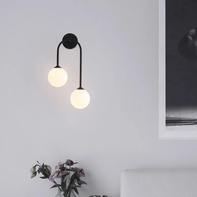 โคมไฟผนังนอร์ดิกลูกบอลแก้วคู่ไ - Interior Design Gold บทวิจารณ์และราคา