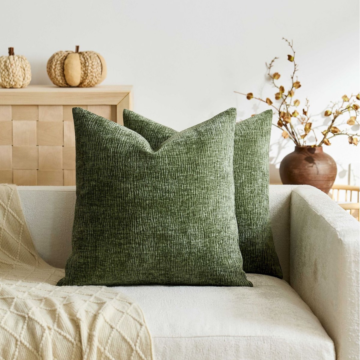 ปลอกหมอนอิงผ้าเชนิลล์ลายจีบเนื - Textured Throw Natural บทวิจารณ์และราคา