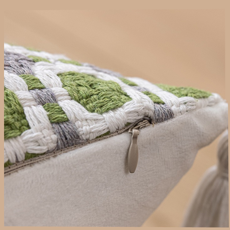 ปลอกหมอนอิงสีเขียวธรรมชาติ ตกแ - Textured Throw Natural บทวิจารณ์และราคา