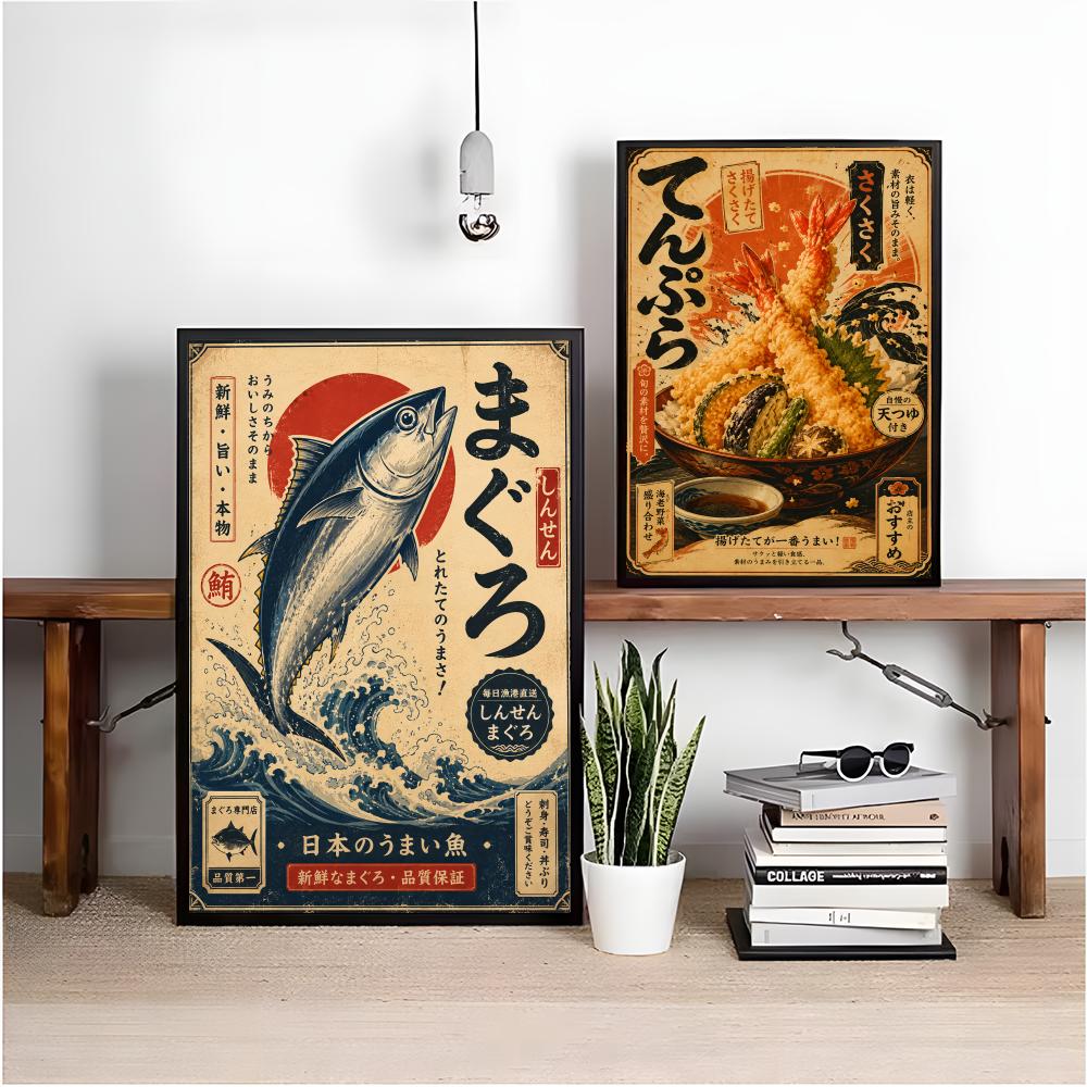 ภาพวาดศิลปะญี่ปุ่นโบราณ ซูชิ ป - Interior Design Poster บทวิจารณ์และราคา